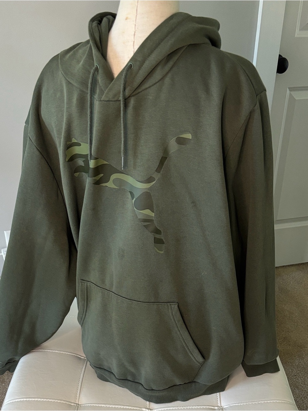Puma Olive Green Camo Logo Hoodie